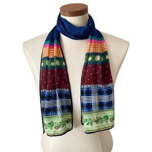 Vintage Kenzo Multi Print Silk Oblong Scarf